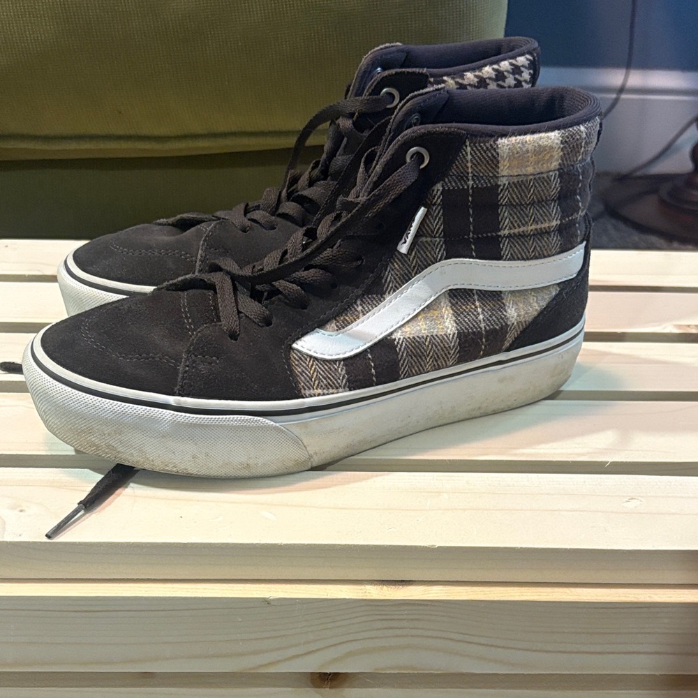 Vans Black and White Checkered High-Top Sneakers